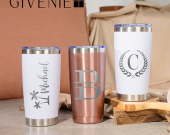Vaso térmico personalizado de 20 oz, taza de café con monograma personalizado, vasos de viaje con pajita, regalo para dama de honor, vasos para propuesta de matrimonio