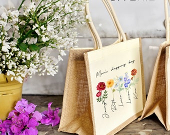 Gepersonaliseerde canvas boodschappentas, aangepaste draagtas, jute tas met naam, cadeau voor moeder, Moederdag cadeau, cadeau voor oma, oma cadeau