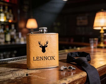 Personalized Leather Flask, Groomsmen Gift, Custom Wedding Flask, Groom Gift, Groomsman Proposal, Bachelor Party Gift, Gift for Him
