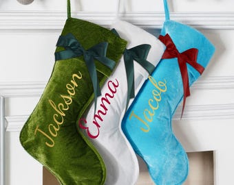 Custom Velvet Christmas Stockings, Personalized Christmas Stocking with name, Secret Santa Gift, Christmas Family Stockings, Christmas Gift