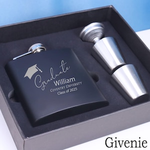 Personalized Flask, Graduation 2025, College Graduation, Graduation Gift, Engraved Hip Flask, Congratulations Gift, PHD Graduation Present