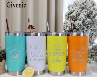 Personalisierter 20-Unzen-Becher, gravierter Becher, Edelstahlbecher, Isolierbecher, Reisebecher, Urlaubsbecher, Kaffeebecher