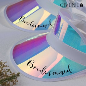 Personalized Holographic Visors, Bachelorette Party, Bridal Party Favors, Bridesmaid Gift, Sun Visors, Beach Bachelorette Gifts