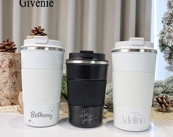 Personalisierte Kaffeetasse, isolierte Edelstahltasse, Geschenk für Ihn, Geschenk für Sie, Geburtstagsgeschenk, gravierte Tasse, Reisetasse