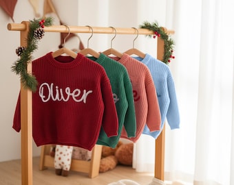 Hand-Embroidered Baby Sweater, Kids Christmas Sweater, Baby Knit Sweater, Toddler Sweater, Baby Birthday Jumpers, Gift for Baby, Kids Gifts