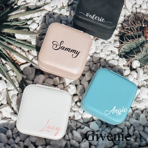 Joyero personalizado, joyero personalizado, estuche de viaje personalizado, regalo para ella, regalo para dama de honor, regalo para el Día de la Madre