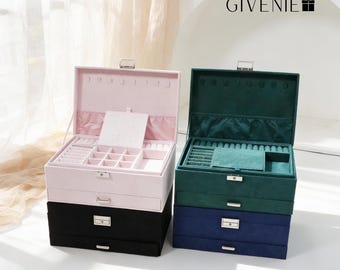 Personalised Velvet Jewelry Box Organizer for Women Girls, Large Jewelry Storage Organizer, Jewelry Organizer Holder Case, Christmas gifts