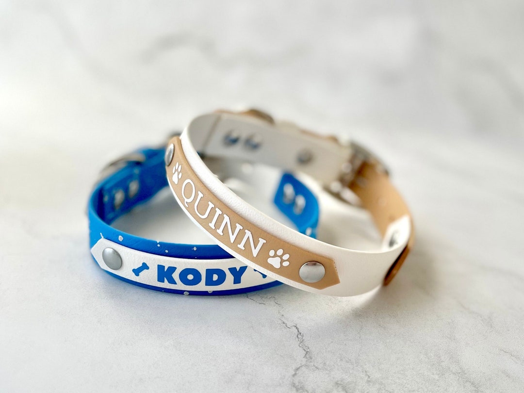 Custom Nametag Collar 2tone Biothane With Dog's Name and Cute Icon
