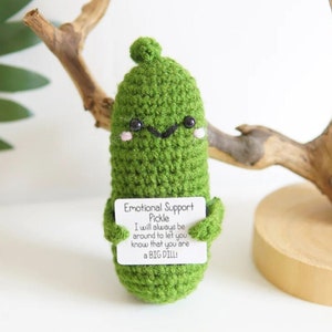 Crochet Emotional Support Pickle,caring Carrot With Positive