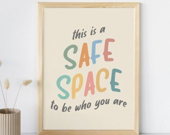 Safe Space Canvas Poster, Anxiety Print, Neurodiversity Support, OCD Print, Be Yourself, ADHD, Neurodiverse Autism Acceptance, Mental Health