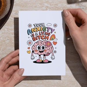 Tarjeta de apoyo para la salud mental, Tarjeta "Aquí para ti", Tarjeta para la ansiedad, Tarjeta para tiempos difíciles, Tarjeta de apoyo para amigos, Tarjeta para la ansiedad "Pensando en ti", Tarjeta para la ansiedad