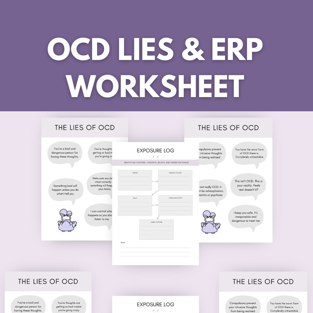 Exposure Therapy Worksheet OCD Lies Recovery Templates ERP Worksheets Anxiety Worksheets Self
