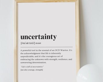 Embrace Uncertainty Poster, OCD Recovery Print, OCD Awareness Support, OCD Wall Art, Mindset Poster Motivational Prints