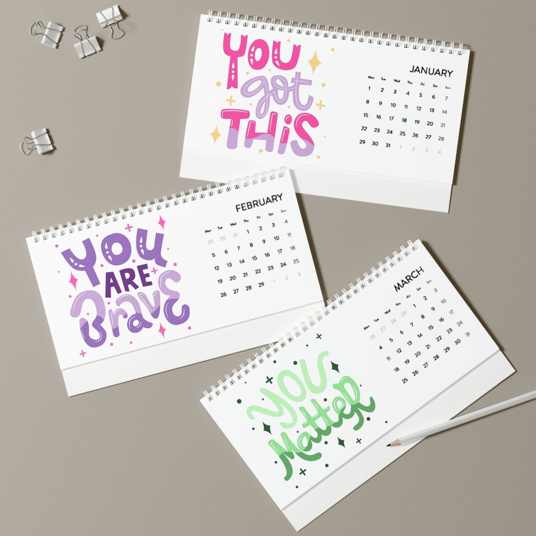 Positive Affirmation Desk Calendar 2024 Inspiration Calendar Etsy