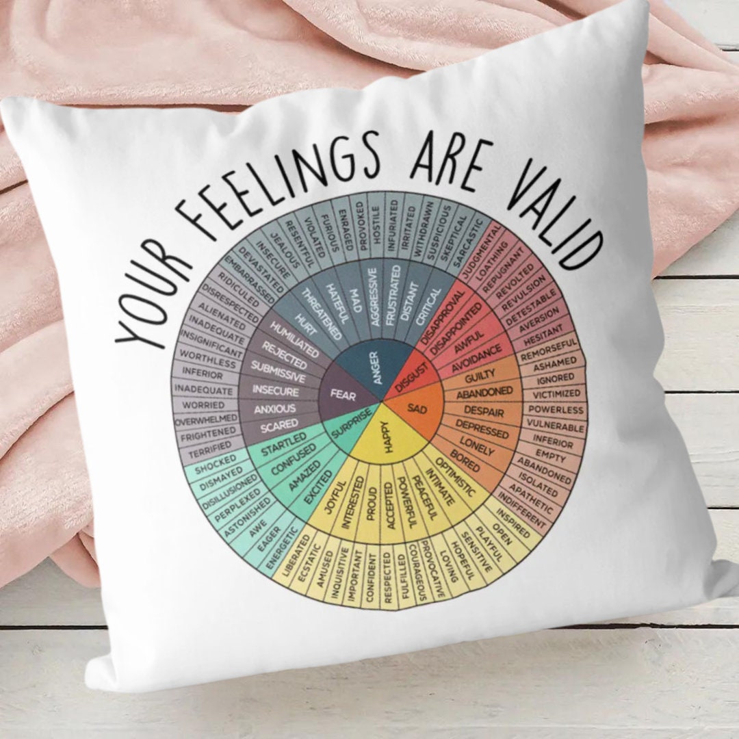 Wheel of Emotions Feelings Chart Pillow Covers Mental Health Etsy