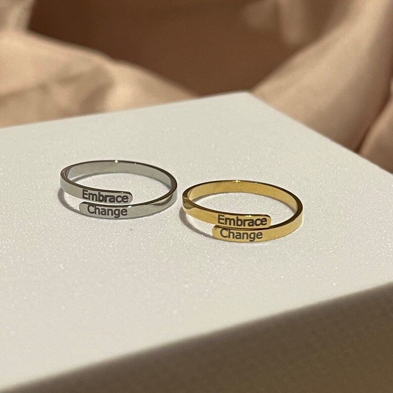 Ring Motivation Embrace Change Motivational Statement Rings Anxiety Relief Mental ...