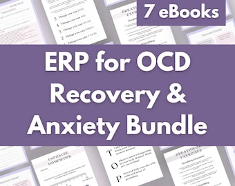 Exposure Therapy Anxiety Worksheet Bundle OCD Recovery Templates ERP Worksheets Affirmations Journal Self Help Anxiety Relief Mental Health