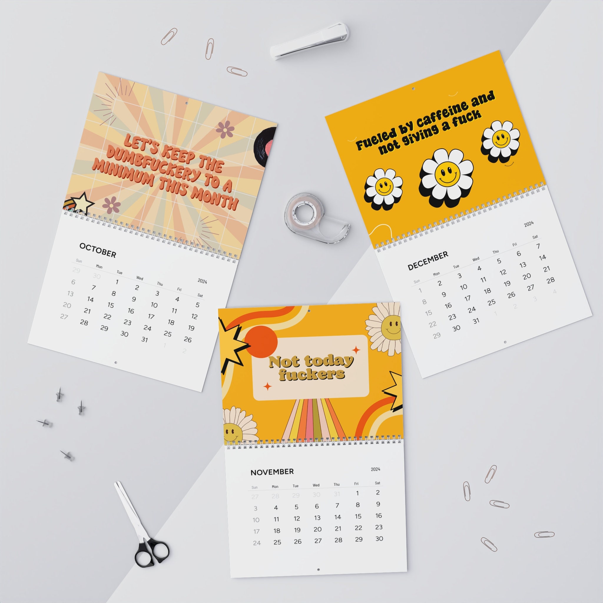 Adult Swear Calendar 2024, Funny Novelty Wall Calendar, Swear