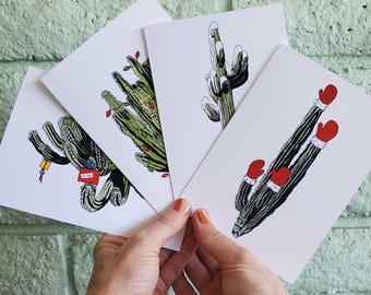Cactus Holiday Cards - Cactus Illustration Greeting Cards for Christmas and Winter Holidays