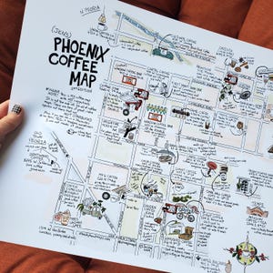 Carte murale de l'Arizona pour les amateurs de café - Carte du café de Phoenix