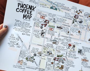 Coffee Lovers Wall Map of Arizona - Phoenix Coffee Map