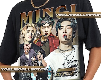 T-shirt vintage limitata Mingi Ateez, camicia regalo per donna e uomo T-shirt unisex