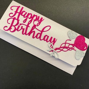 Tarjeta de feliz cumpleaños, sobre para dinero, regalo de cumpleaños, tarjeta hecha a mano, sobre hecho a mano, tarjeta de cumpleaños, felicitaciones, lujo, tarjeta