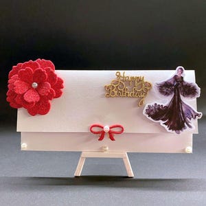 Verjaardagskaart, envelop voor geld, verjaardagscadeau, handgemaakte kaart, handgemaakte envelop, verjaardagskaart, gefeliciteerd, luxe, kaart