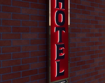 Custom Vintage Hotel Sign, Backlit Metal Signage