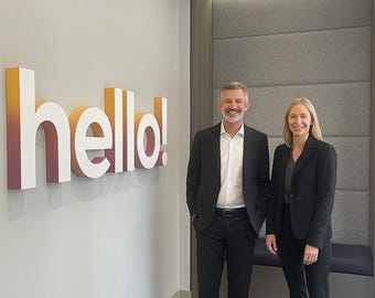 Custom "hello!" Metal Wall Sign: Powder-Coated Stainless Steel Letters