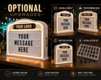 Custom Marquee Sign for Business | LED Illuminated Changeable Letter Board with Logo | Restaurant Bar Wedding Event Display