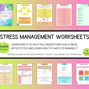 Stress Management Worksheets, Stress Relief Printables, Burnout Recovery, Anxiety Worksheets, Therapy Worksheets, Coping Skills, Self Care