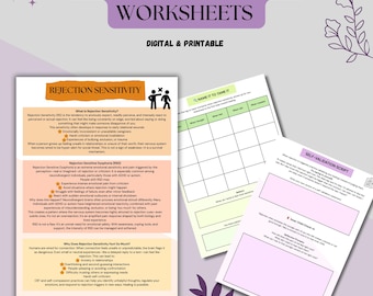Rejection Sensitivity Worksheets, Trauma Healing, Emotional Regulation, RSD, ADHD Worksheets, Neurodivergent Friendly Workbook, DBT Skills