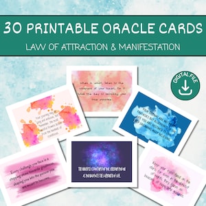 Cartas de Oráculo Imprimibles, Cartas Digitales, Manifestación Diaria, Ley de Atracción, Cartas de Positividad Diaria, Cartas de Afirmación Positiva, Amor Propio
