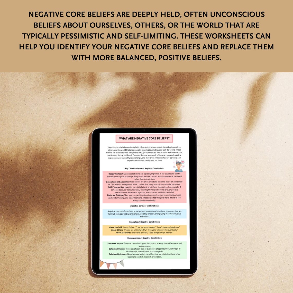 Common Core Beliefs, Core Beliefs Worksheet, Negative Thought ...
