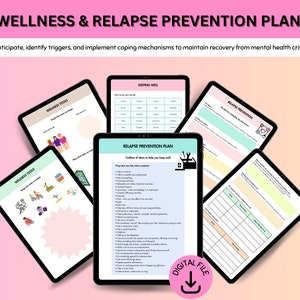 Relapse Prevention Plan, Safety Plan, Coping Skills, Mental Health Crisis Plan, Therapy Resources, Therapy Worksheets, Anxiety Relief