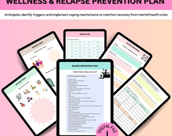 Relapse Prevention Plan, Safety Plan, Coping Skills, Mental Health Crisis Plan, Therapy Resources, Therapy Worksheets, Anxiety Relief