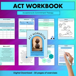 Acceptance and Commitment Therapy Worksheets, ACT Worksheets,  Anxiety Relief, Coping Skills, Therapy Worksheets, ACT Therapy, cbt, dbt