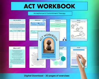 Acceptance and Commitment Therapy Worksheets, ACT Worksheets,  Anxiety Relief, Coping Skills, Therapy Worksheets, ACT Therapy, cbt, dbt