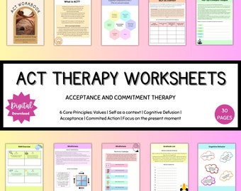 ACT Therapy Worksheets, Acceptance & Commitment Therapy, Therapy Journal, Self Discovery, ACT Resources, Self Esteem, Coping Skills