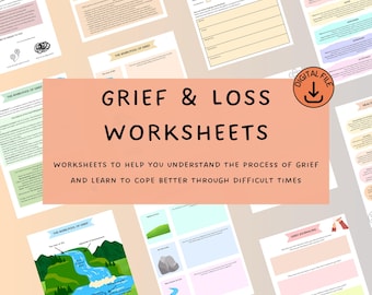 Grief Journal & Worksheets: Bereavement Therapy, Coping Skills (Digital PDF)
