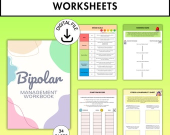 Bipolar Worksheets, Bipolar Disorder, Therapy Worksheets, Mood Tracker, Symptom Tracker, Coping Skills, Bipolar Awareness, Manic, Depressive