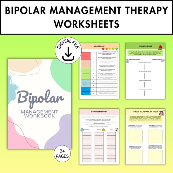 Bipolar Worksheets, Bipolar Disorder, Therapy Worksheets, Mood Tracker, Symptom Tracker, Coping Skills, Bipolar Awareness, Manic, Depressive