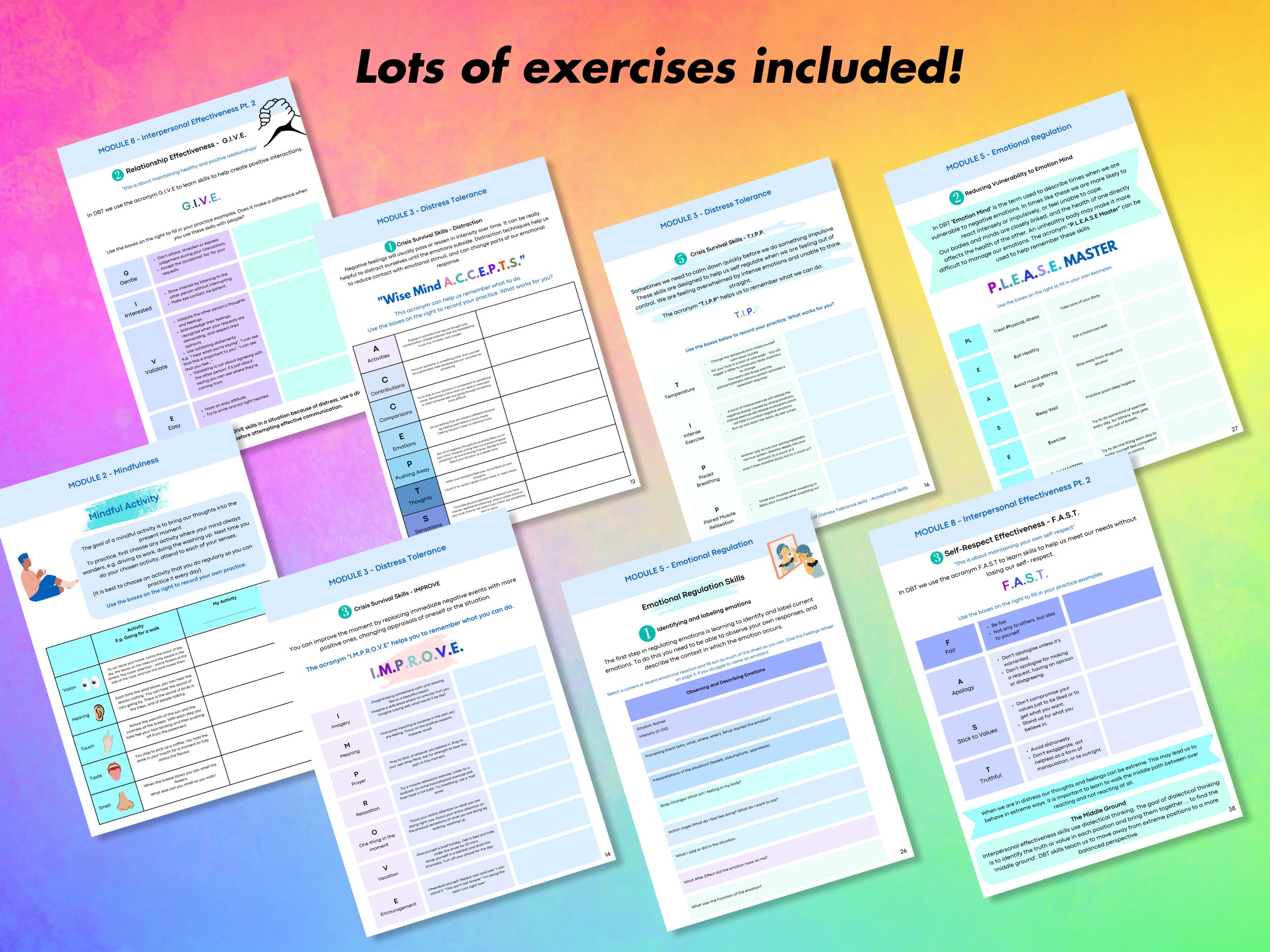 DBT Skills Workbook, CBT Skills, DBT Coping Skills, Therapy Worksheets ...
