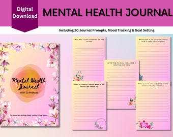Mental Health Journal / Therapy Journal / Gratitude Journal / Journal Prompts / Therapy Worksheets / CBT Worksheets / Depression Journal