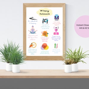 DBT Coping Statements | Positive Affirmations | Therapy Wall Art | Coping Skills | DBT Skills | Therapy Print | School Counselor