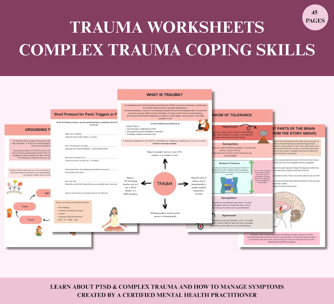 Trauma Worksheets, PTSD Workbook, Healing From Trauma, Trauma Therapy ...