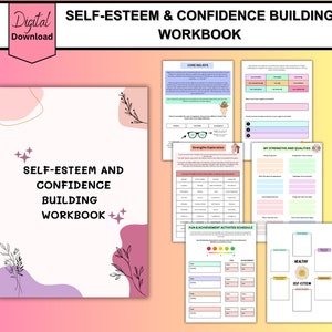Self Esteem Worksheets, Therapy Worksheets, Confidence Worksheets, Self Esteem Bundle, Self Compassion Worksheets, CBT Skills, Coping Skills