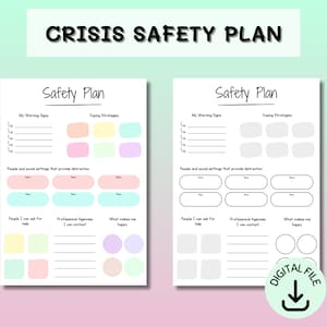 Printable Crisis Safety Plan, Therapist Tools, Therapy Resources, Self Help Mental Health, Safety Plan Template, Crisis Plan, Therapy Aid