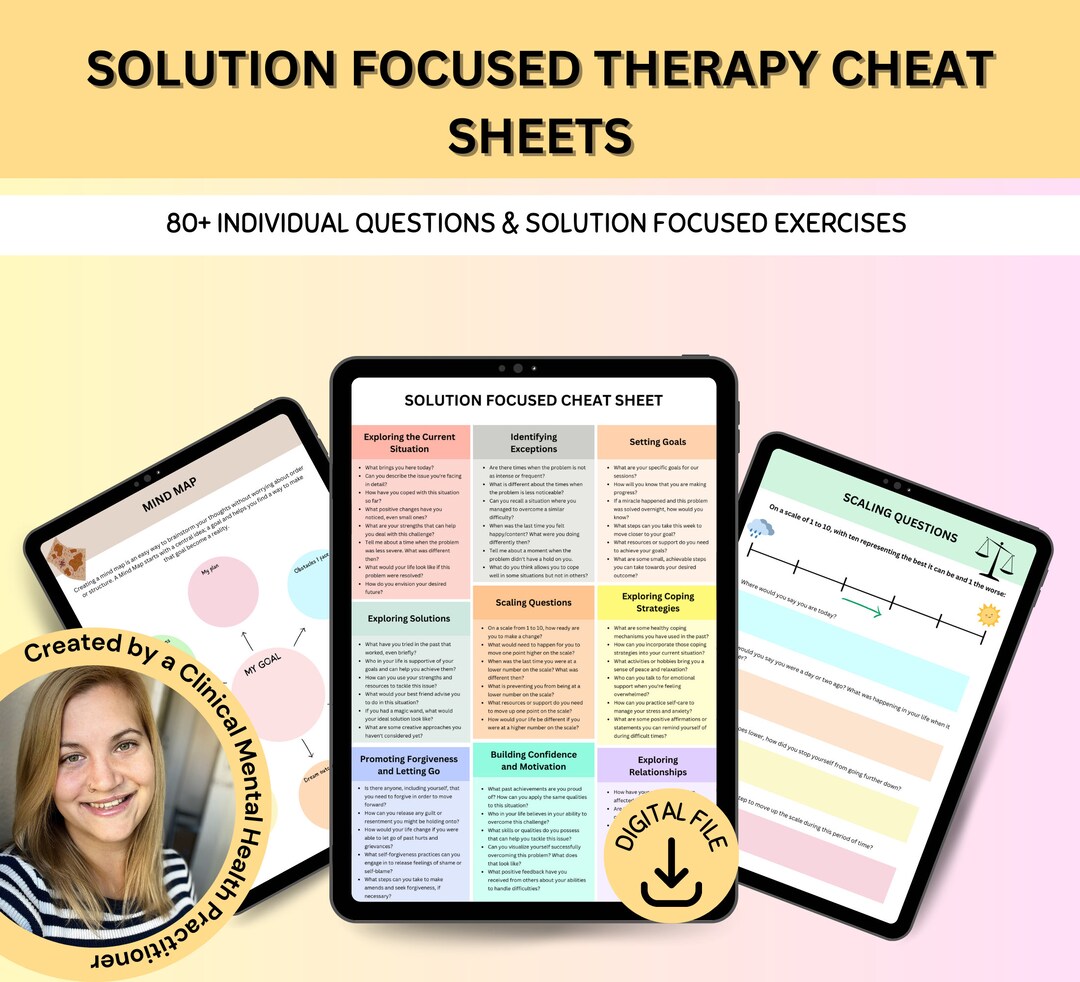 Solution Focused Therapy Worksheets Solution Focused Cheat - Etsy